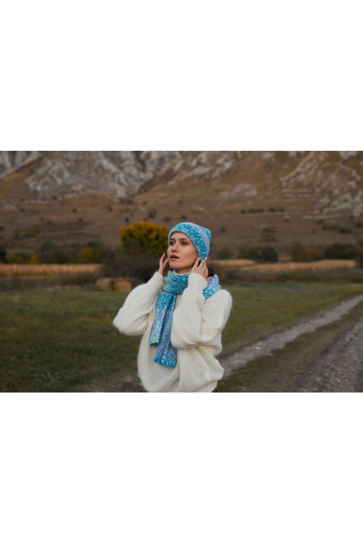 COLORFUL ALPACA WOOL HAT AND SCARF SET F1759