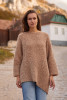 Seamless Oversized Premium Sweater Made from Undyed Alpaca Wool F1777 color Mocca