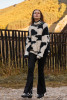 Warm, colorful cable-knit sweater F1752 color Black