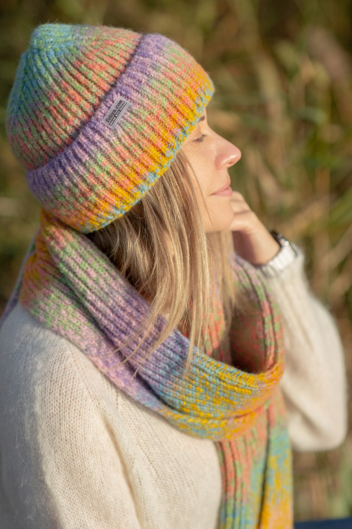 COLORFUL ALPACA WOOL HAT AND SCARF SET F1760