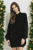 Oversized wool winter dress F854 color Black