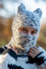 The balaclava with cat design style F1792 color Ecru