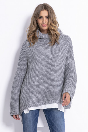 Loose sweater with a wide turtleneck F811 grey