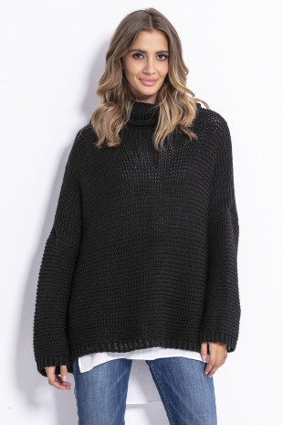 Loose sweater with a wide turtleneck F811 black