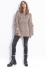 Chunky knit sweater with fringes F820 mocca