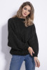 Sweter oversize z wzorem aranów F840 czarny