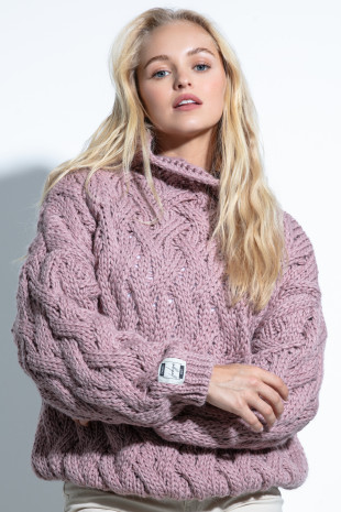 Wool sweater with a thick knit F839 pinkpowder