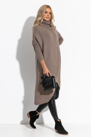 Long sweater F1052 mocca