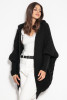 Hooded poncho cardigan, F1072 black