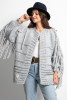 Kardigan Chunky Knit z frędzlami F1089 szary