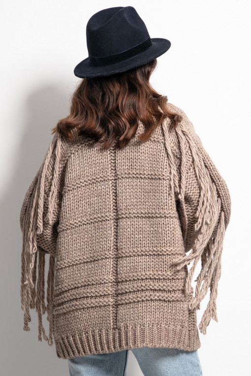 Kardigan Chunky Knit z frędzlami F1089