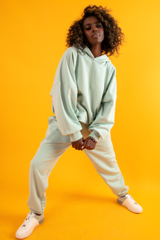 Loose tracksuit set hoodie and pants F1186 green