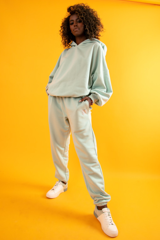 Loose tracksuit set hoodie and pants F1186 green