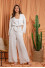 Knitted elegant summer set pants and tied sweater F1214 white