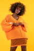 Loose sweater with a neckline F1256 orange