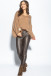 Loose sweater with a neckline F1256 carmel