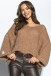 Loose sweater with a neckline F1256 carmel