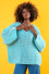 Loose sweater with a neckline F1256 skyblue