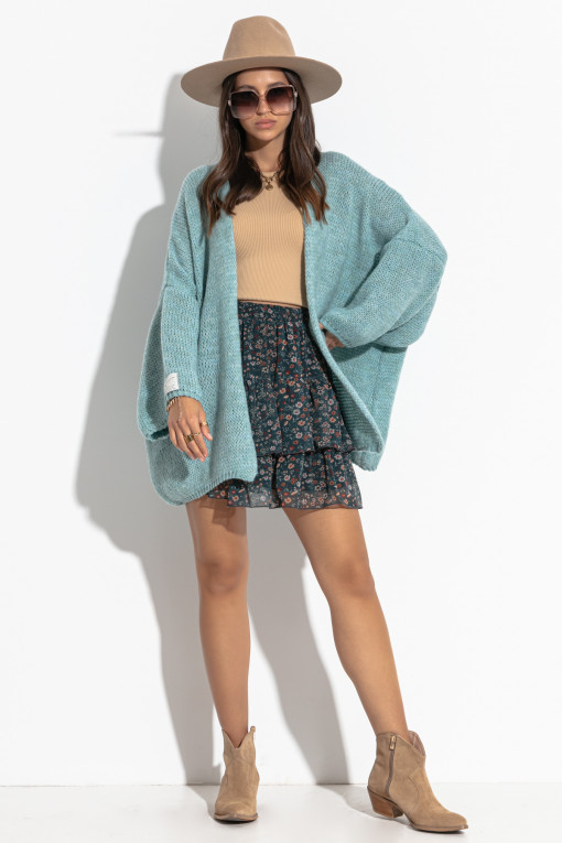 Loose short cardigan F1278 blue