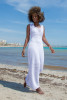 Long summer dress with a V-neck F1467 white