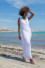 Long summer dress with a V-neck F1467 white