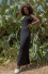 Long summer dress with a V-neck F1467 black