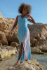 Long openwork summer dress F1460 blue