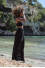 Colorful, cotton, openwork set of top and long skirt F1462 black