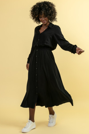 Long buttoned dress F1648 black