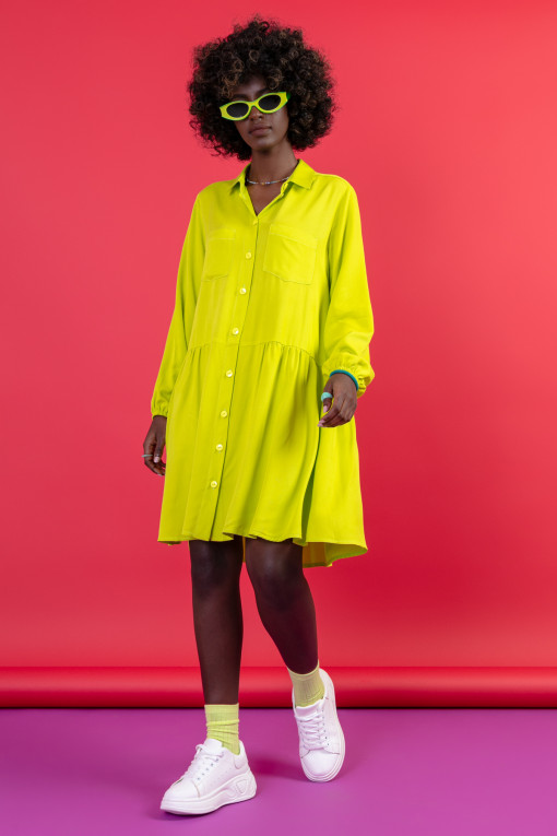 Short dress with a loose cut F1646 lime