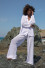 Cotton openwork set with buttoned shirt and long pants F1682 white