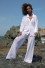 Cotton openwork set with buttoned shirt and long pants F1682 white