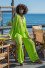 Cotton openwork set with buttoned shirt and long pants F1682 lime