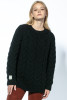 Warm sweater with a cable knit neckline F1747 black