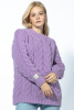 Warm sweater with a cable knit neckline F1747 purple