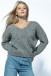 Classic sweater made from undyed alpaca wool and Maco cotton F1740 grey