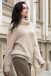 SEAMLESS OVERSIZED SWEATER WITH TURTLENECK AND ROLLED CUFFS MADE FROM ALPACA WOOL F1750 beige