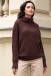 SEAMLESS OVERSIZED SWEATER WITH TURTLENECK AND ROLLED CUFFS MADE FROM ALPACA WOOL F1750 choco